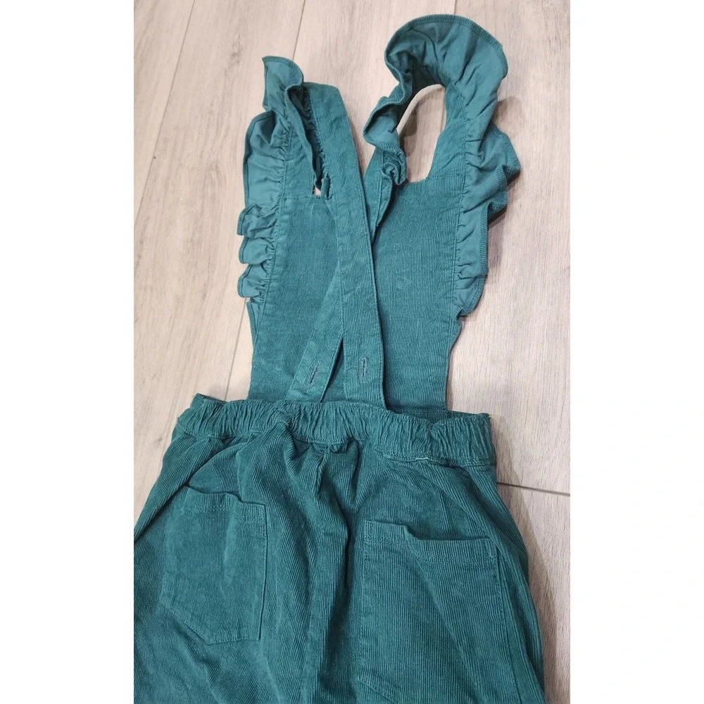 Hanna Andersson Girls Overalls Green Corduroy Ruffle Wide‎ Leg Size 120 US 6-7